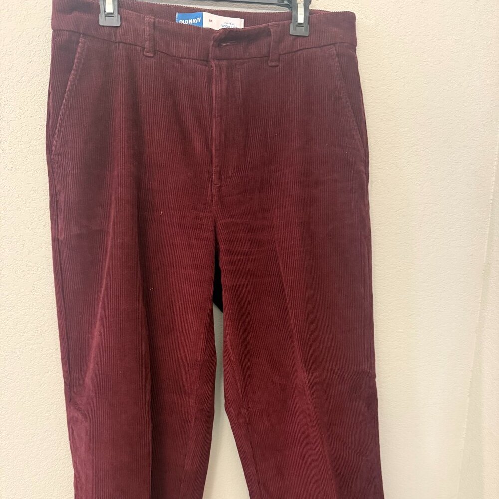 Old Navy Corduroy Wide Leg Pants, Size 12 - Burgundy